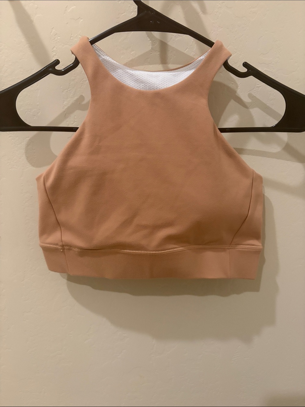 High-Neck Sports Bralette in Beige